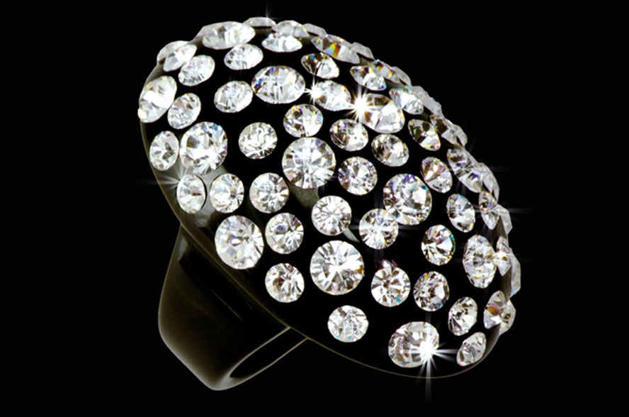Tamburi Black Handmade Acrylic Crystal Ring